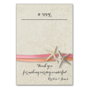 Starfish and Ribbon Coral and Pink Place Card