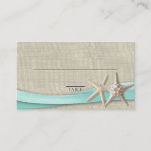 Starfish and Ribbon Place card Aqua