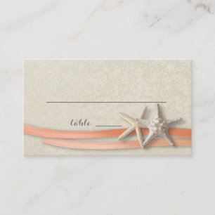 Starfish and Ribbon Place card Coral