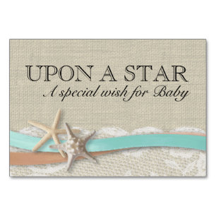 Starfish and Ribbon Wish For Baby Table Number