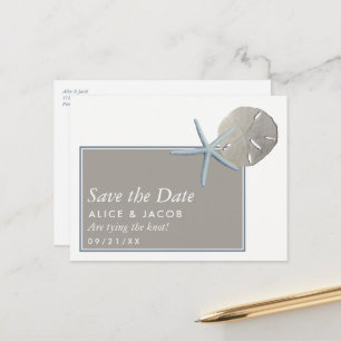 Starfish and Sand Dollar - Beach Save the Date Announcement Postcard