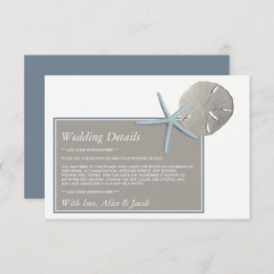 Starfish and Sand Dollar - Beach Wedding Detail Enclosure Card