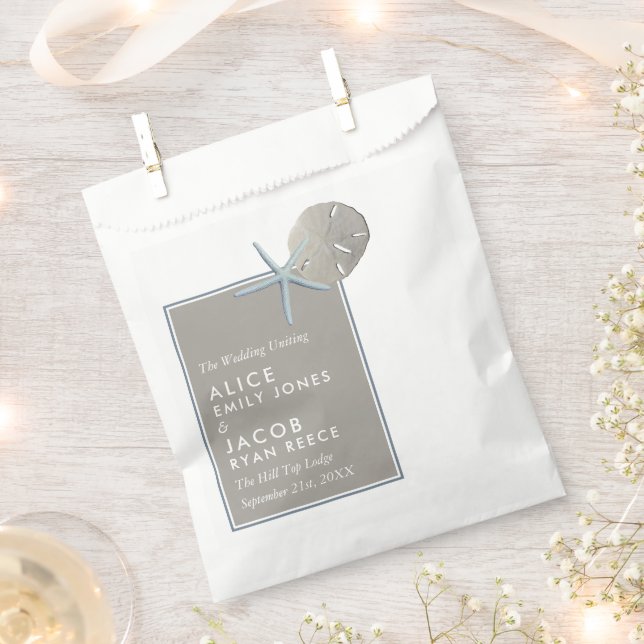 Starfish and Sand Dollar - Beach Wedding Favour Bags (Clipped)