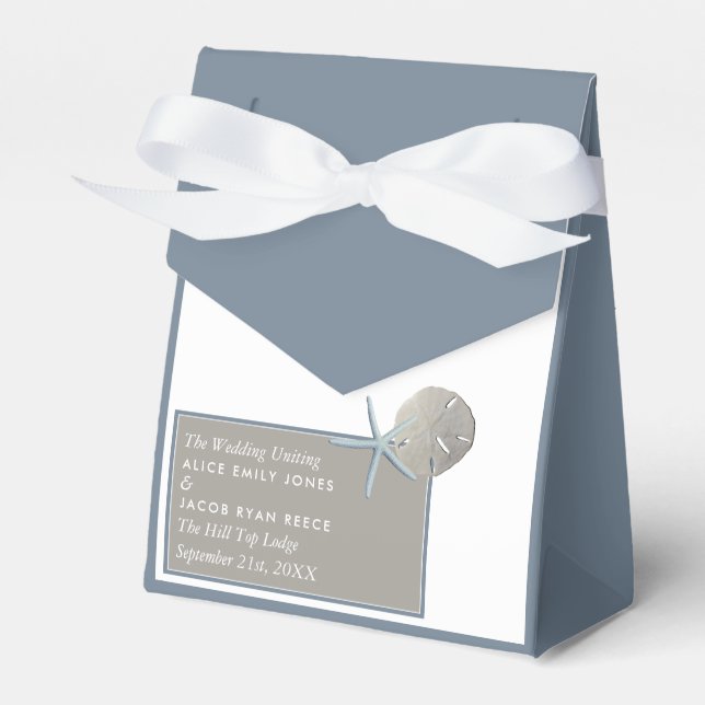 Starfish and Sand Dollar - Beach Wedding Favour Box (Front Side)