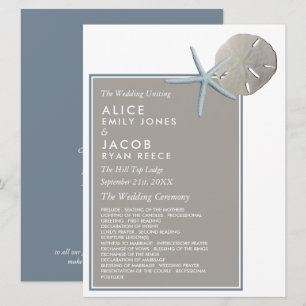 Starfish and Sand Dollar - Beach Wedding Programme