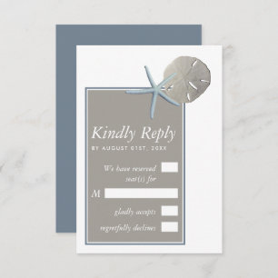 Starfish and Sand Dollar - Beach Wedding RSVP Card