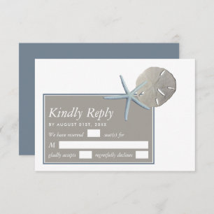 Starfish and Sand Dollar - Beach Wedding RSVP Card