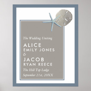 Starfish and Sand Dollar - Beach Wedding Welcome Poster
