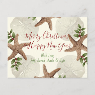 Starfish and Sand Dollars Christmas Postcard