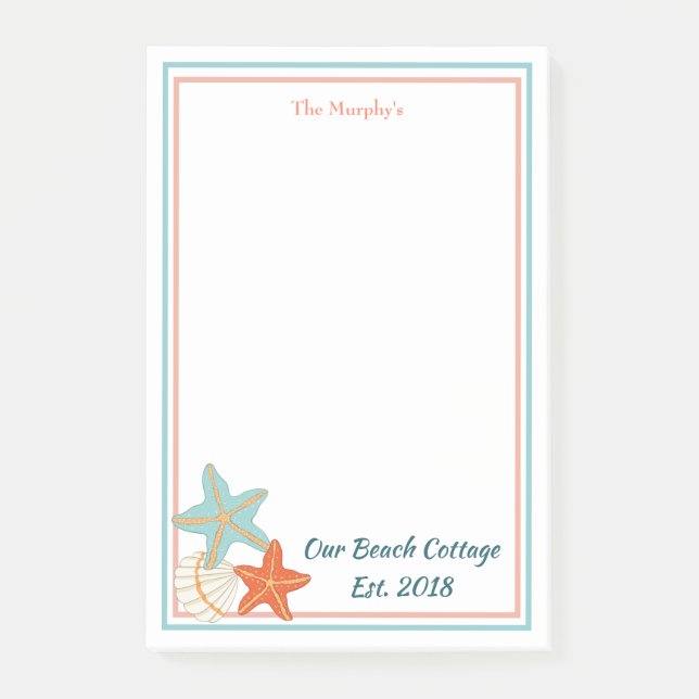 Starfish And Sea Shell Post-it Notes (Front)