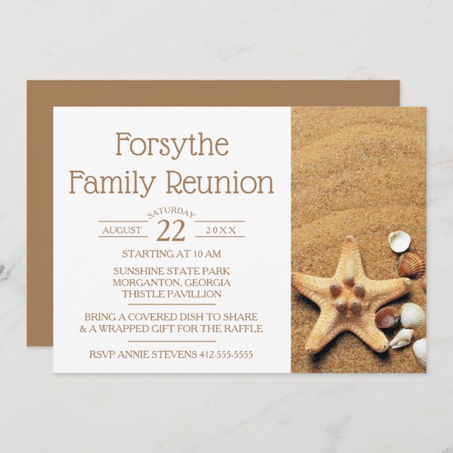 Starfish And Seashells Beach Family Reunion Invitation (Front/Back)