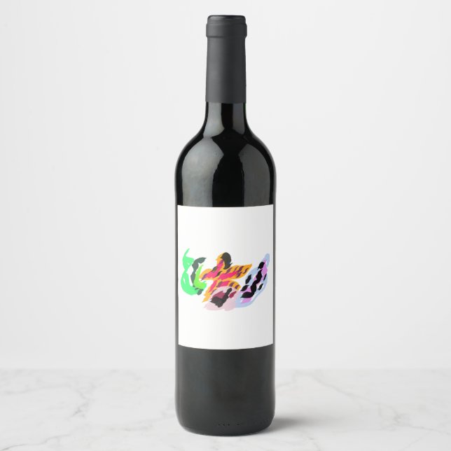 Starfish and seashells  joy wine label (Front)