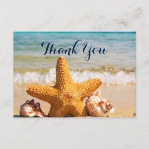 Starfish and Seashells on the Beach Thank You Card