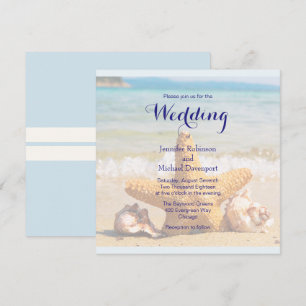 Starfish and Seashells on the Beach Wedding Invite