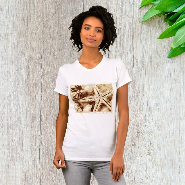 Starfish and Seashells Womens T-Shirt (Creator Uploaded)