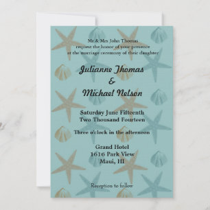 Starfish and Shells Beach Wedding Invitation