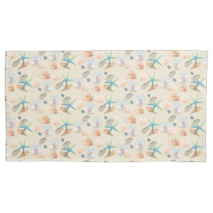 Starfish and Shells Pastel Watercolor Pillowcase