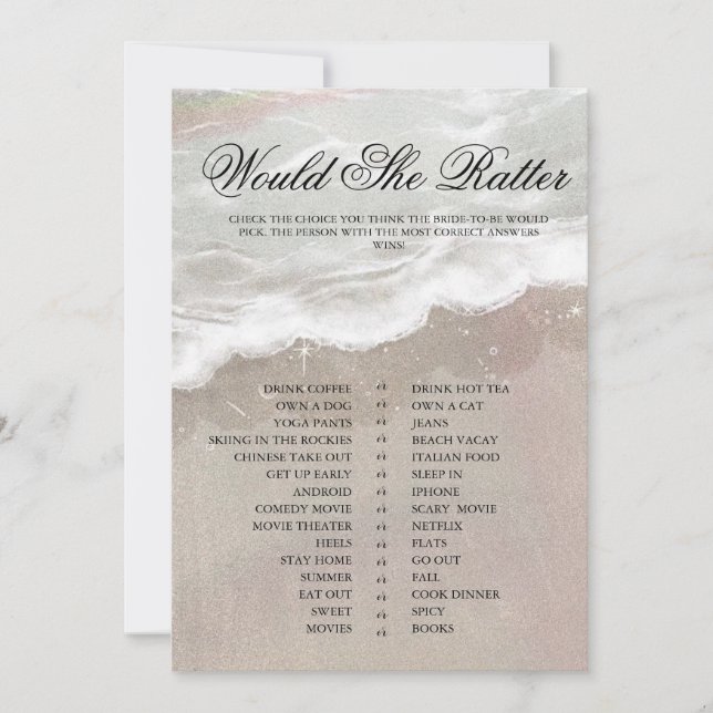 Starfish and Shells Tropical Beach Bridal Shower Invitation (Front)