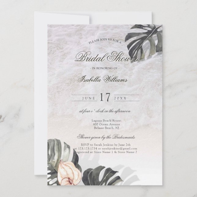 Starfish and Shells Tropical Beach Bridal Shower Invitation (Front)