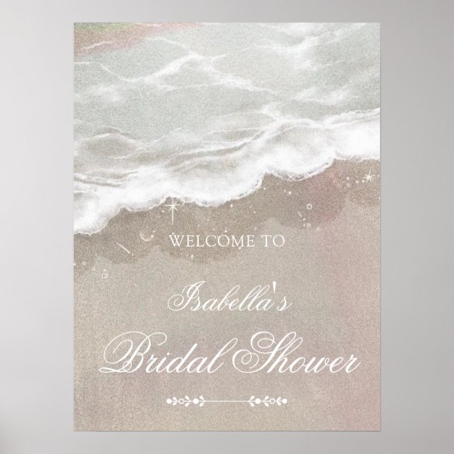 Starfish and Shells Tropical Beach Bridal Shower Poster (Front)