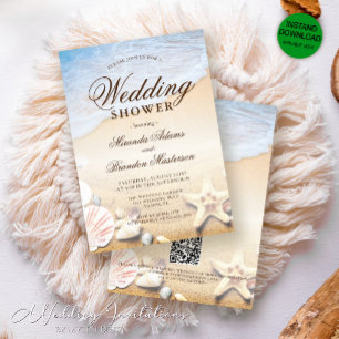 Starfish and Shells Tropical Beach Wedding Shower Invitation