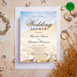 Starfish and Shells Tropical Summer Beach Wedding Invitation