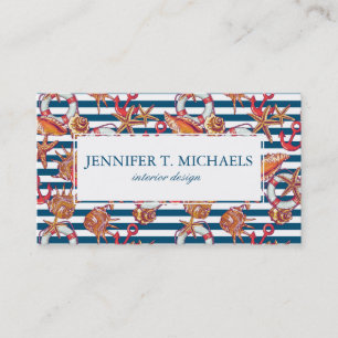 Starfish And Stripes Pattern Business Card