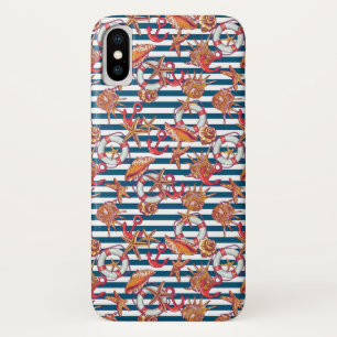 Starfish And Stripes Pattern iPhone X Case