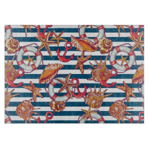 Starfish And Stripes Pattern Cutting Board