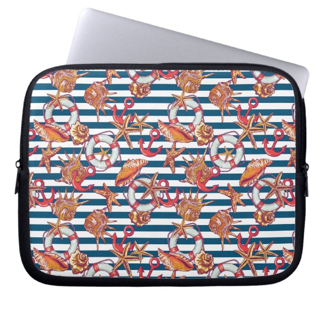 Starfish And Stripes Pattern Laptop Sleeve (Front)