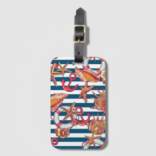 Starfish And Stripes Pattern Luggage Tag