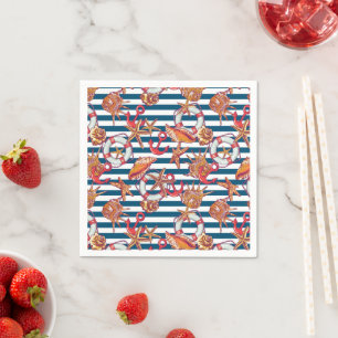 Starfish And Stripes Pattern Napkin