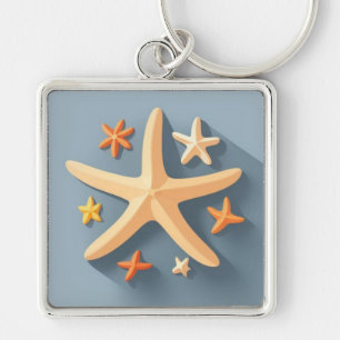 Starfish and the Small Ones Key Ring