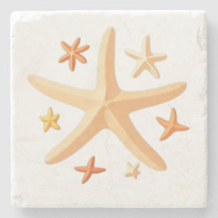 Starfish and the Small Ones Stone Coaster