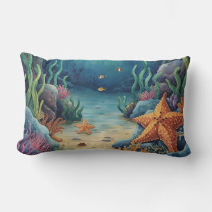 Starfish and Tropical Sea Life Lumbar Cushion