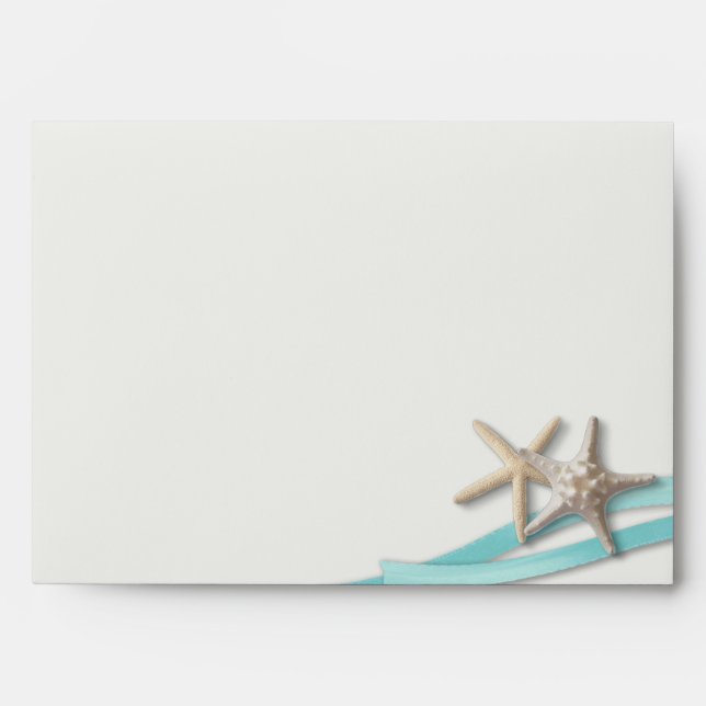 Starfish and Turquoise Ribbon Envelope (Front)