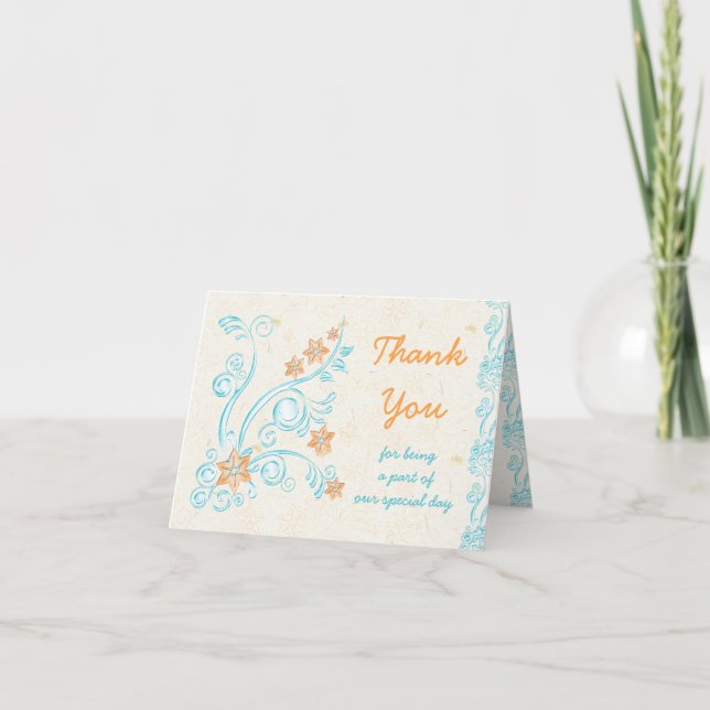 Starfish and Water Wedding Thank You Card (Front)