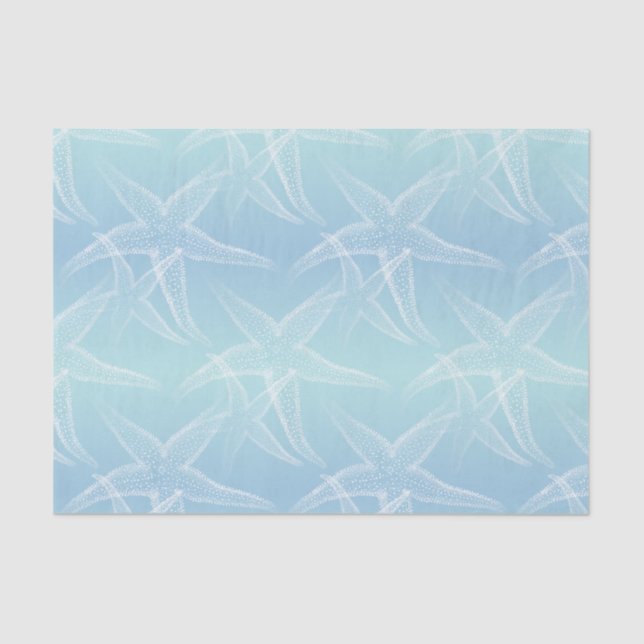 Starfish Aqua Blue Beach Tissue Paper (Front)