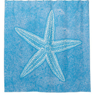 Starfish Aqua Blue Shower Curtain