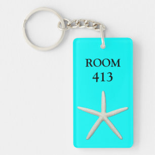 Starfish Aqua Marine Room Number Keychain