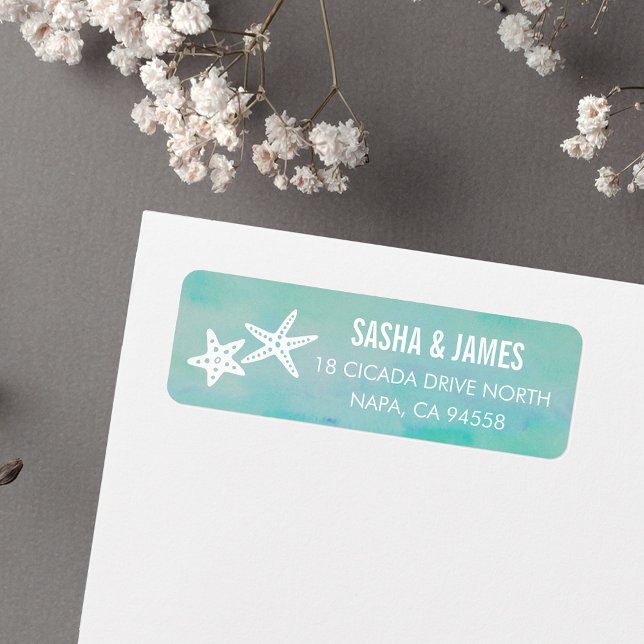 Starfish Aqua Return Address Labels (Creator Uploaded)