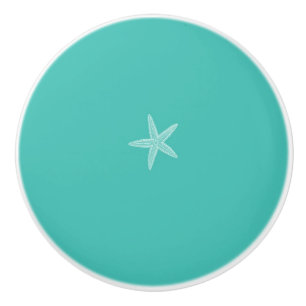 Starfish Aqua Teal Blue Beach Theme Decor Ceramic Knob