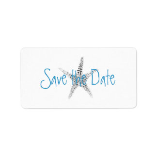 Starfish (B&W) Save the Date Label