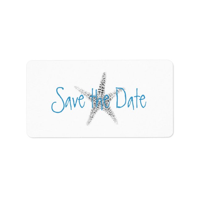Starfish (B&W) Save the Date Label (Front)