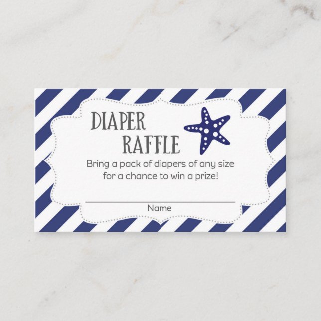 Starfish Baby Shower Diaper Raffle Tickets Enclosure Card (Front)