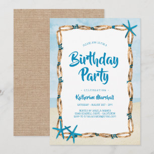 Starfish Beach Birthday Party 2 Invitation