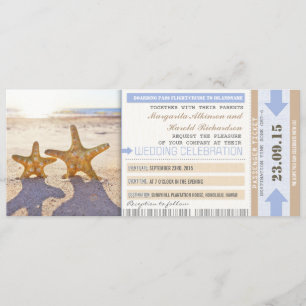 starfish beach boarding pass wedding invitations