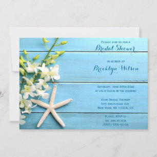 Starfish Beach Bridal Shower Invites With Orchids