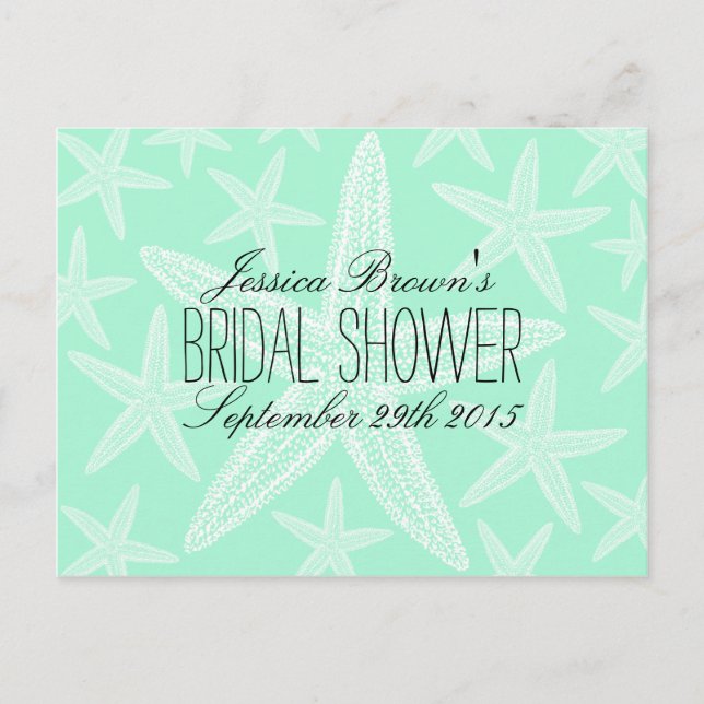 Starfish Beach Bridal Shower Recipe Cards (Front)