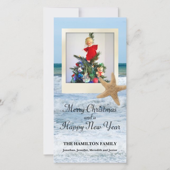 Starfish Beach Christmas 1 Holiday Card (Front)
